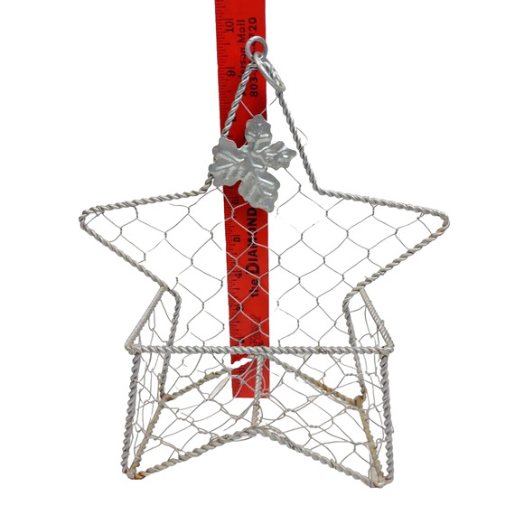 Vintage Hanging Star Wire Basket Maple Leaf Hanging Letter Mail Storage Silver - Picture 5 of 7